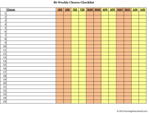 Household Checklist - Bi-Weekly Chores