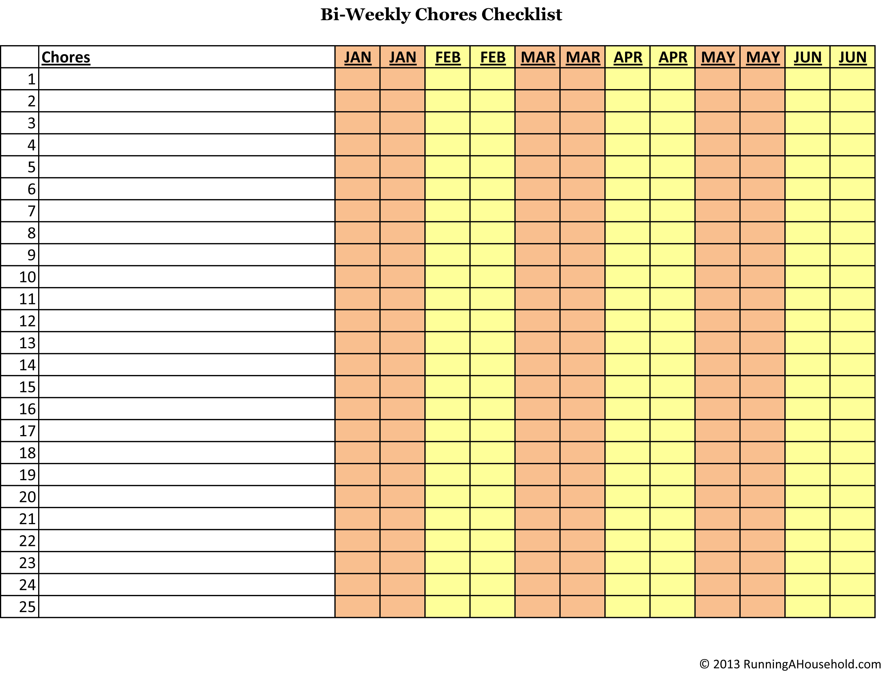 Chore Chart Checklist