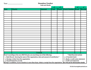 Donation Tracker - Cash and Checks