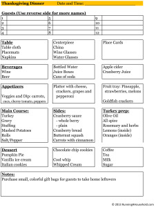 Thanksgiving Dinner Sample Menu