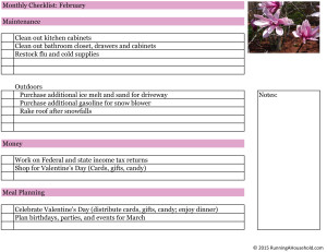 Household Checklist for February