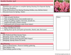 Household Checklist for April