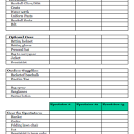 printable Little League Shopping Checklist