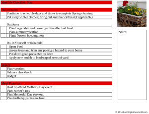 Printable Household Checklist for May