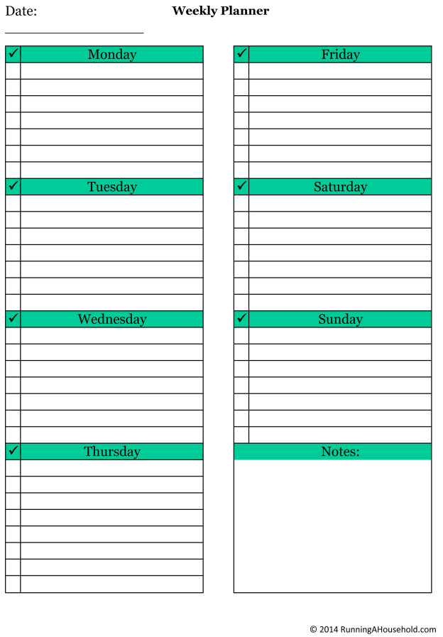 printable time management charts Archives - Running A Household