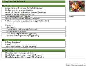 Household Checklist for November