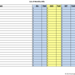 Chart for monthly bills