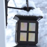 Snow on outdoor light