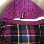 Hats and scarves in bin