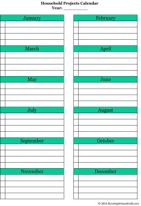 Household Projects Calendar