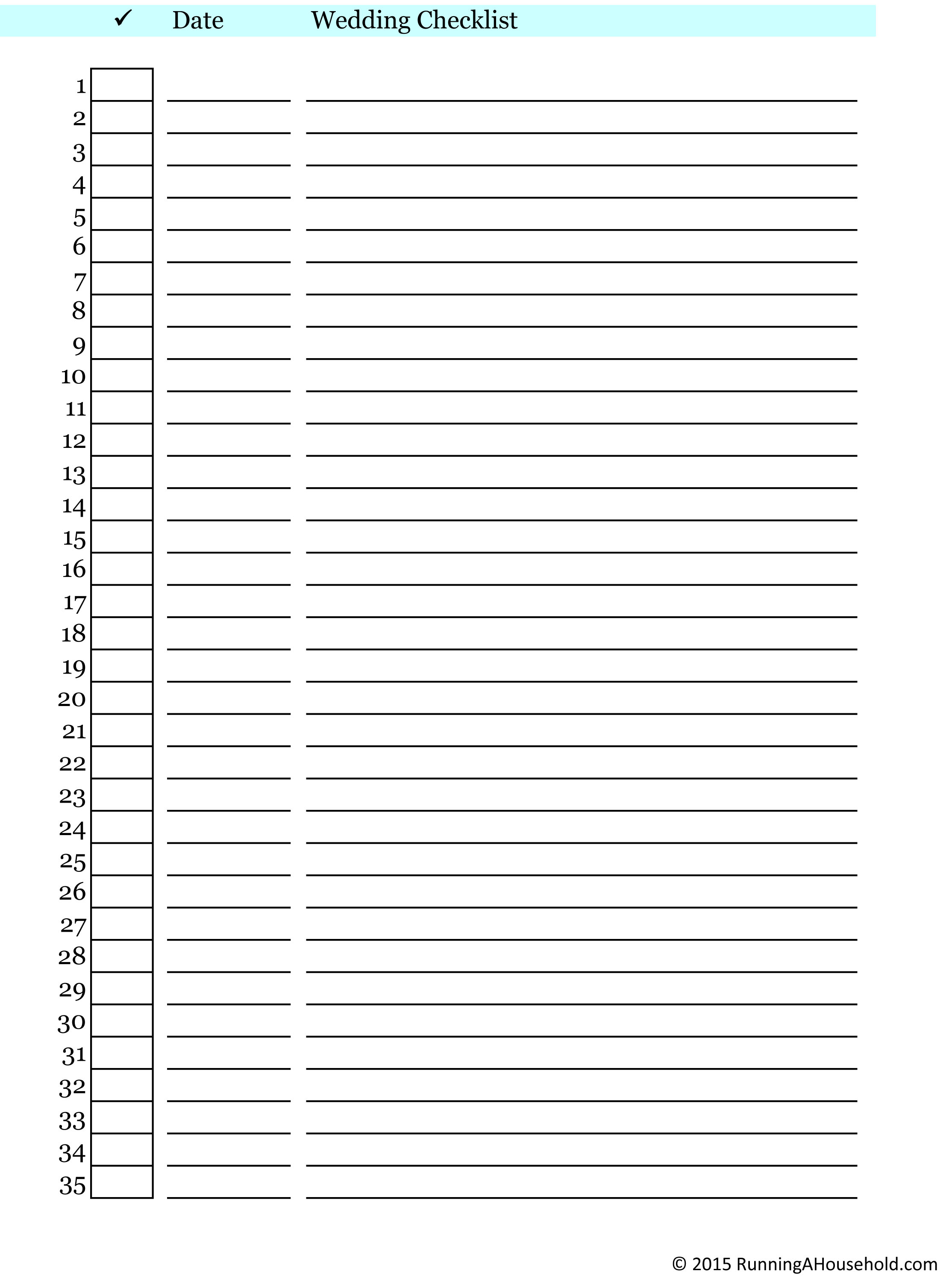 blank printable wedding checklist archives running a