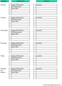 Household Chores Weekly Checklist
