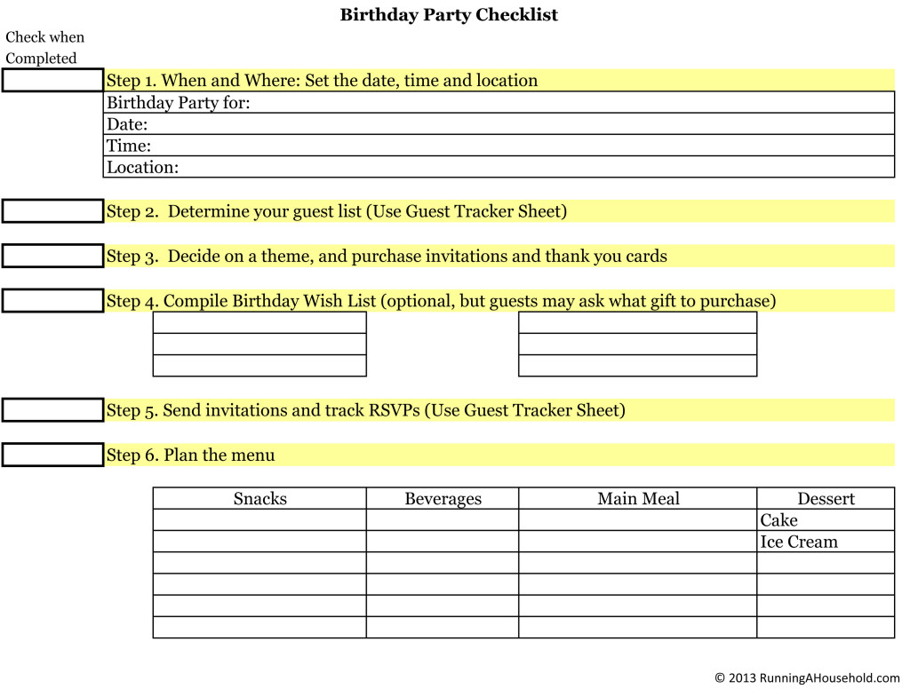 Seven Steps to Planning a Birthday Party - Running A Household