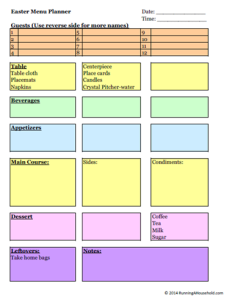 free easter meal planner printables