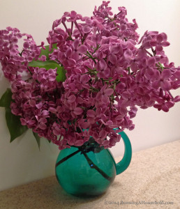 lilacs in bathroom