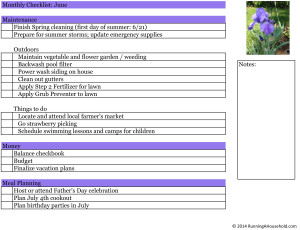 Household Checklist for June