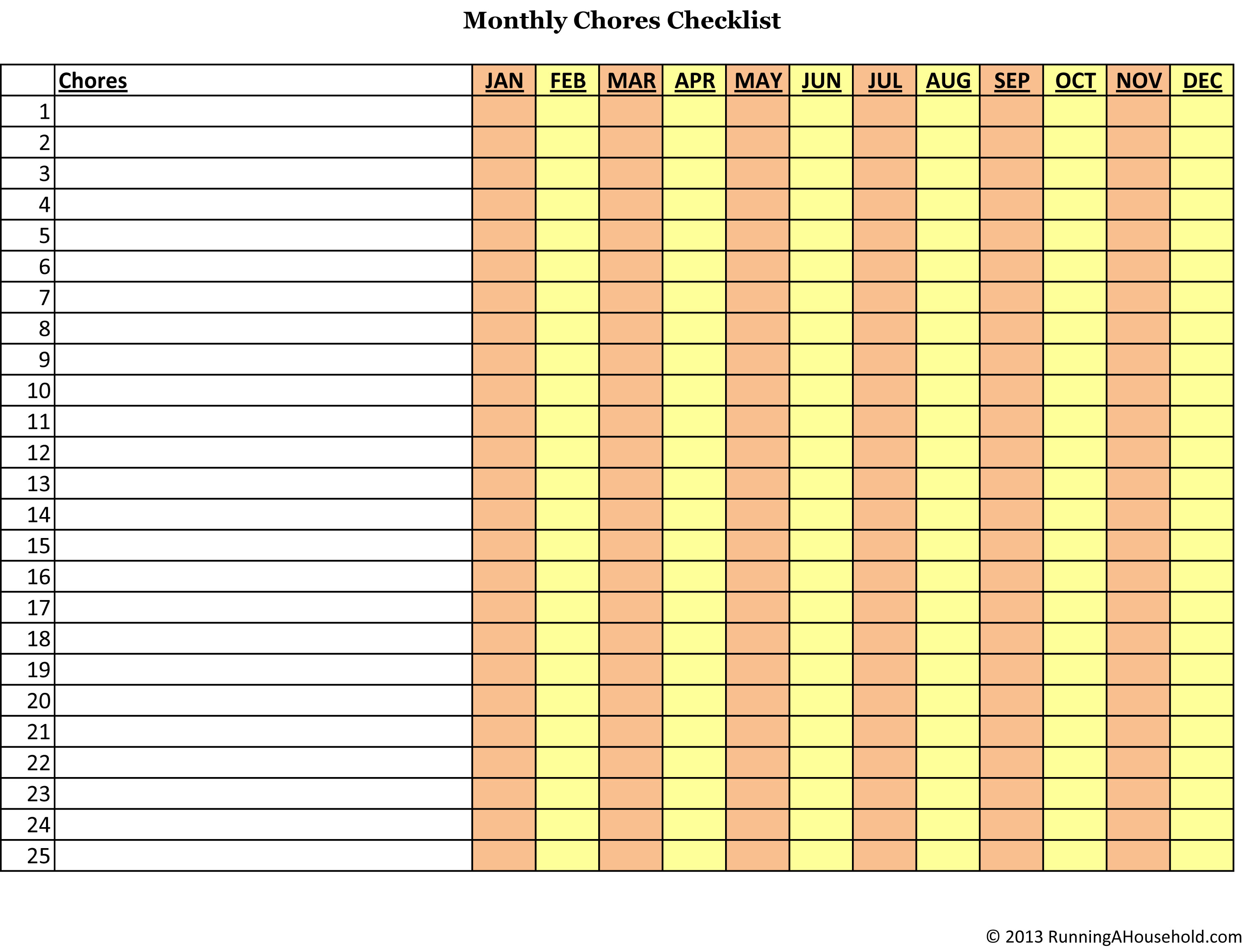 Bi Weekly And Monthly Chores Checklist Running A Household