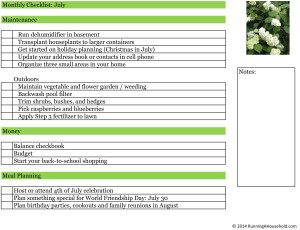 Household Checklist for July