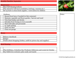 Household Checklist for September