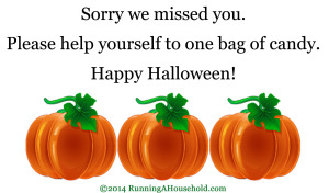 Halloween Sign - Sorry we missed you