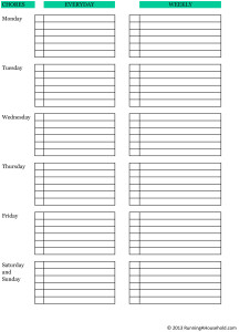Household Chores - Weekly Checklist by Day Blank