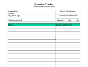 Donation Tracker - Clothes and Household Items